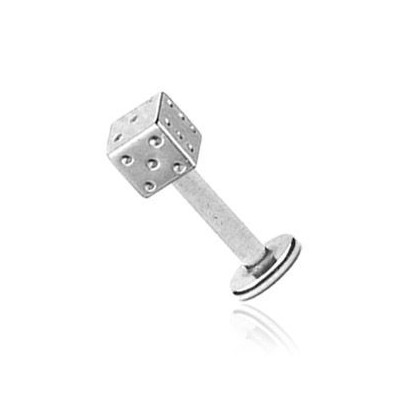 Piercing do brady - labreta - hrací kostka 1,6 x 10 mm