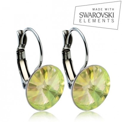 Ocelové náušnice s krystaly Swarovski® 12 mm, LUMINOUS GREEN