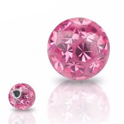 Náhradní kulička s krystaly Swarovski®, 10 mm, závit 1,6 mm, barva ROSE