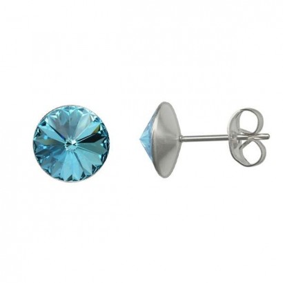 Ocelové náušnice Crystals from Swarovski® 6mm, AQUAMARINE