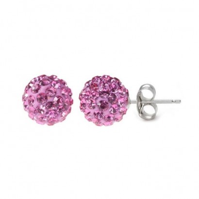 Stříbrné náušnice 6mm kuličky Crystals from Swarovski® Pink