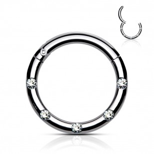 Piercing kruh segment, čiré zirkony, 1,2 x 8 mm