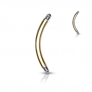 Piercing - zlacená náhradní tyčka zahnutá 1,2 x 8 mm