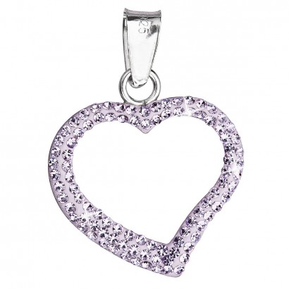 Stříbrný přívěsek s krystaly Swarovski fialové srdce 34093.3