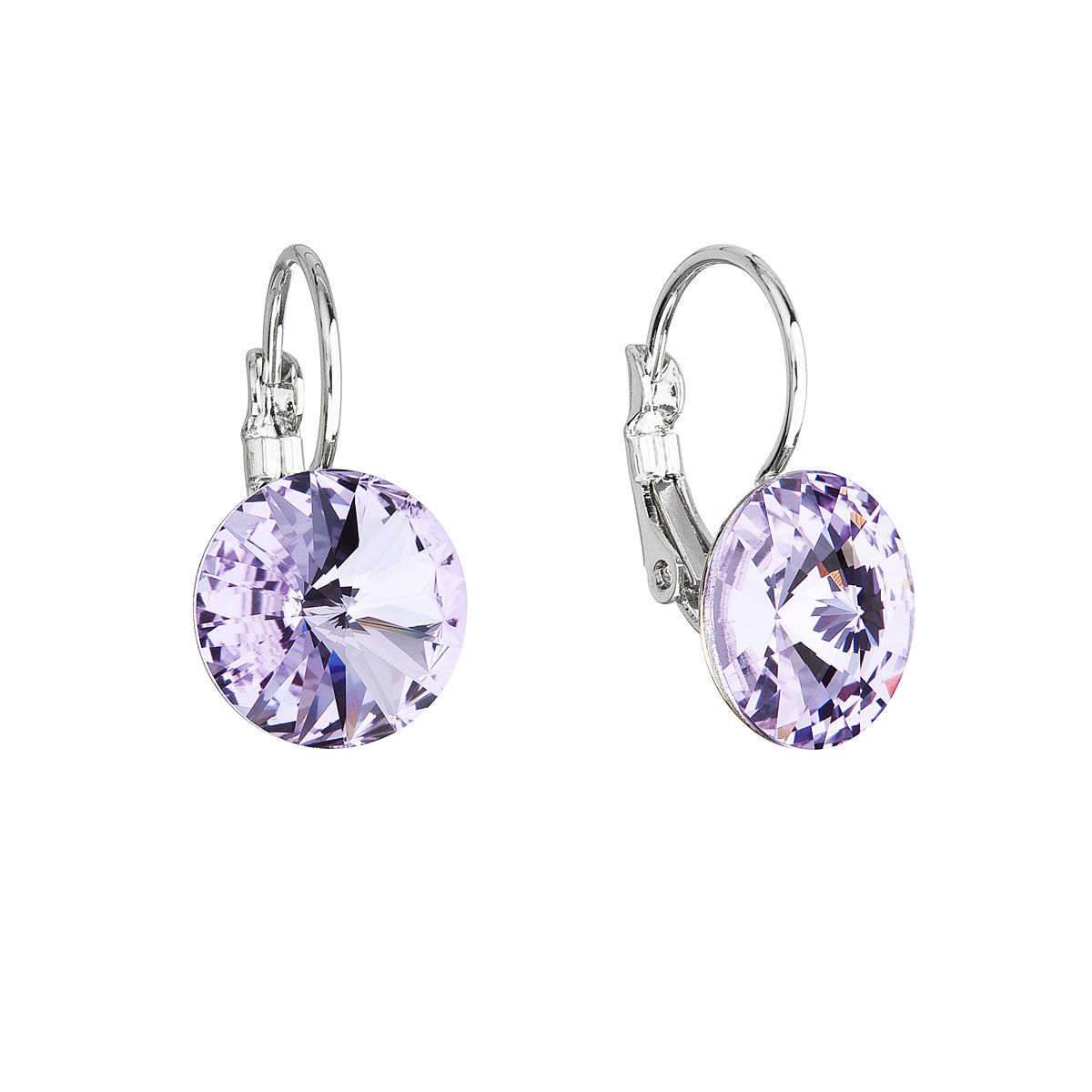 Evolution Group Náušnice bižuterie se Swarovski krystaly fialové kulaté 51002.3 violet