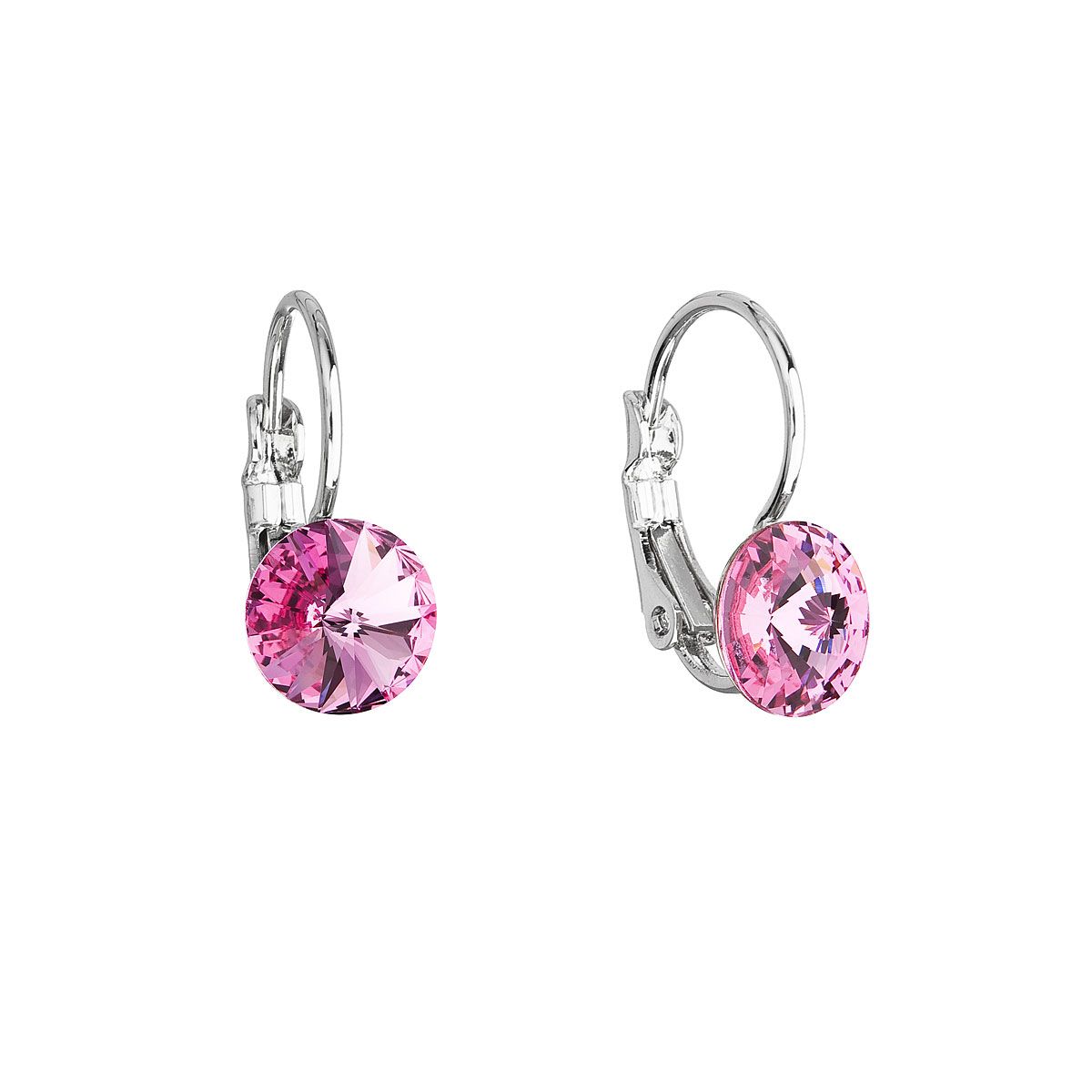 Evolution Group Náušnice bižuterie se Swarovski krystaly růžové kulaté 51031.3 rose