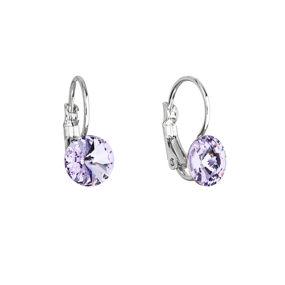 Evolution Group Náušnice bižuterie se Swarovski krystaly fialové kulaté 51031.3 violet