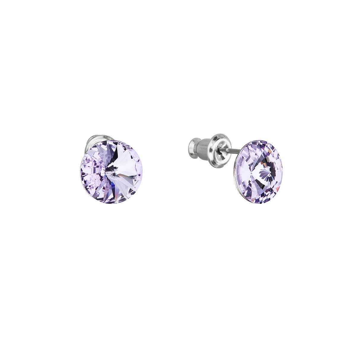 Evolution Group Náušnice bižuterie se Swarovski krystaly fialové kulaté 51037.3 violet