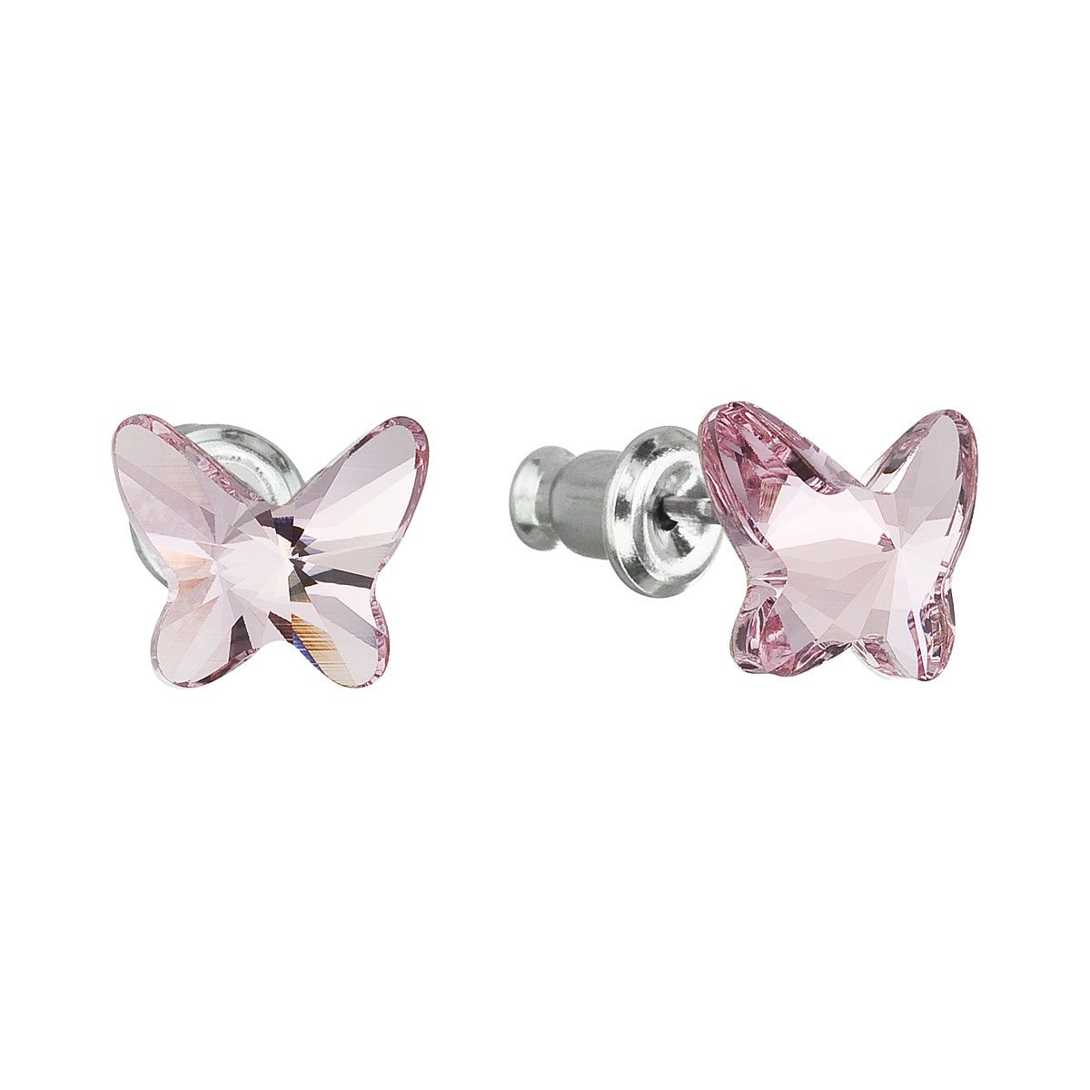 Evolution Group Náušnice bižuterie se Swarovski krystaly růžový motýl 51048.3 light rose