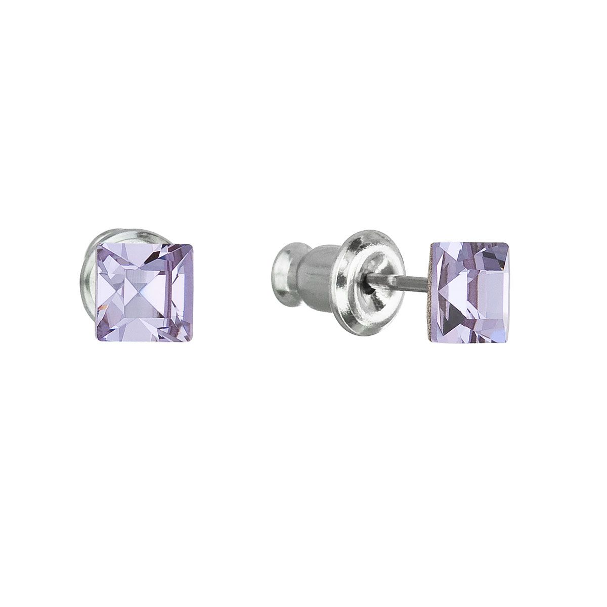 Evolution Group Náušnice bižuterie se Swarovski krystaly fialová čtverec 51052.3 violet