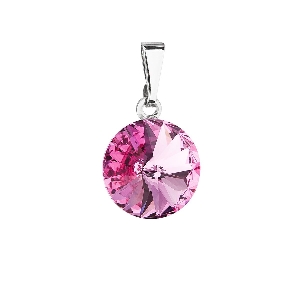 Evolution Group Přívěsek bižuterie se Swarovski krystaly růžový kulatý 54001.3 rose