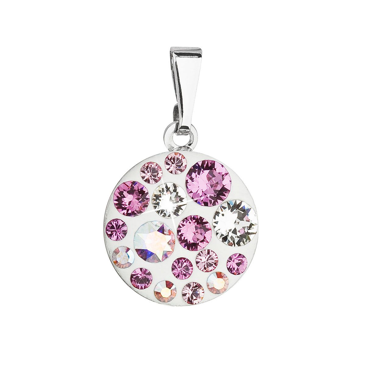 Evolution Group Přívěsek bižuterie se Swarovski krystaly růžový kulatý 54023.3 rose