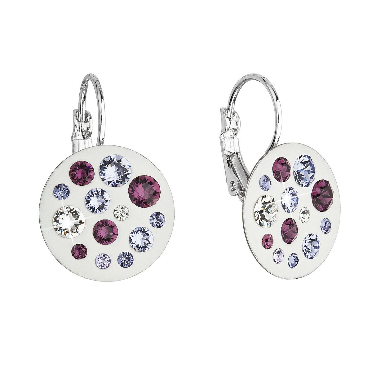 Evolution Group Náušnice bižuterie se Swarovski krystaly fialové kulaté 51034.3 violet