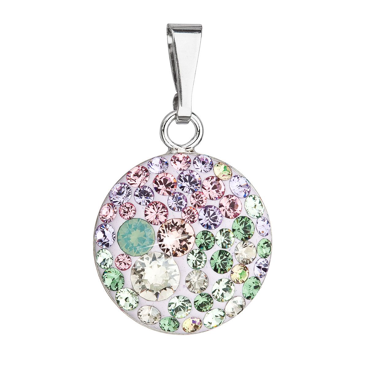 Evolution Group Stříbrný přívěsek s krystaly Swarovski mix barev kulatý 34225.3 sakura