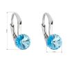 Stříbrné náušnice visací s krystaly Swarovski modré kulaté 31230.3 aquamarine