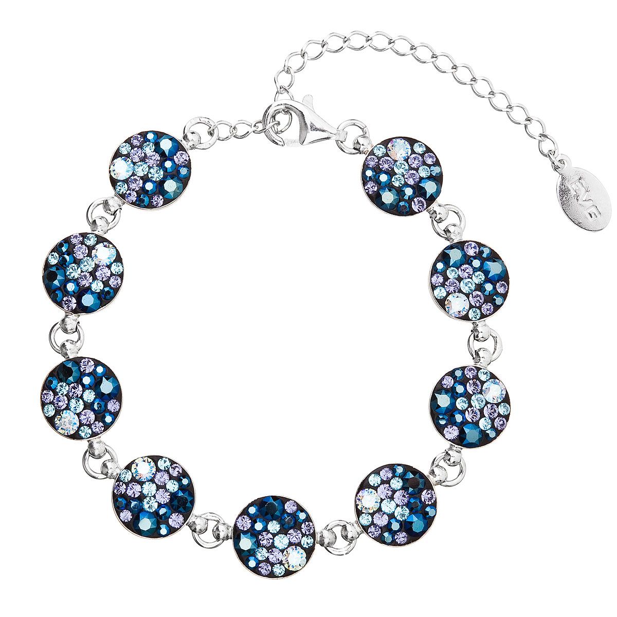 Evolution Group Stříbrný náramek se Swarovski krystaly modrý 33048.3 blue style