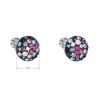 Stříbrné náušnice pecka s krystaly Swarovski mix barev kulaté 31336.4 galaxy