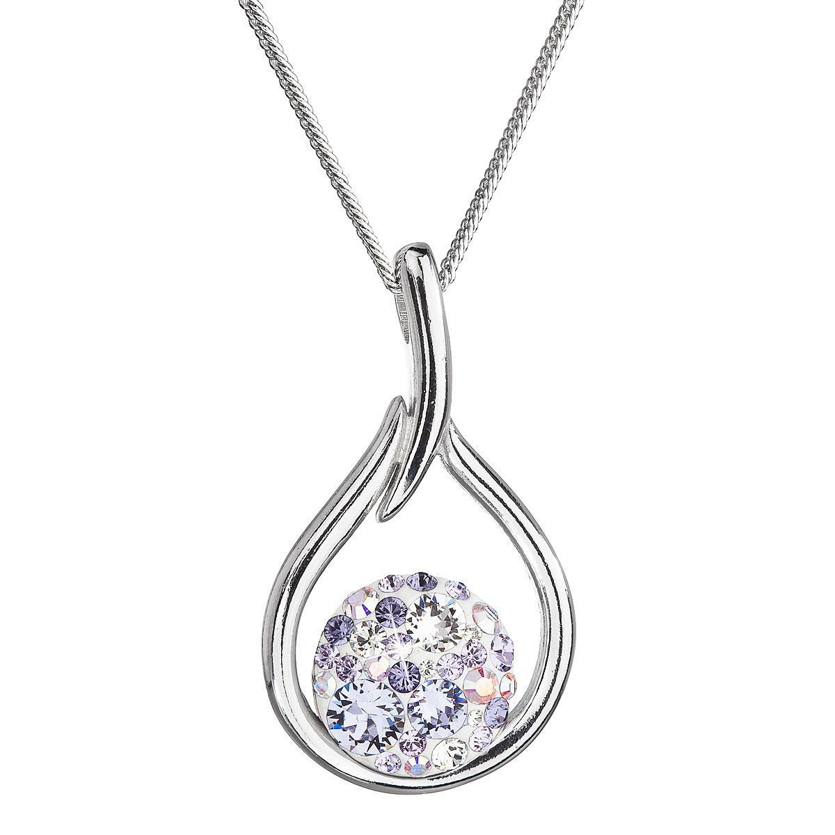 Evolution Group Stříbrný náhrdelník se Swarovski krystaly kapka 32075.3 violet