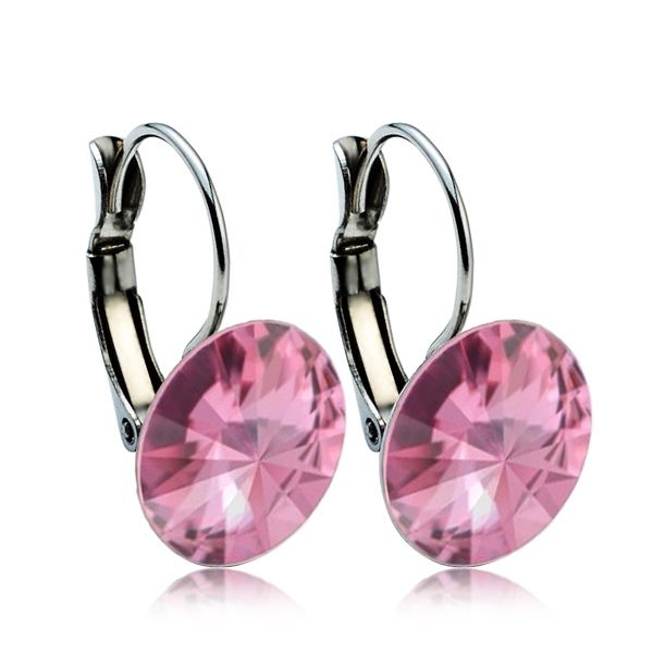 NUBIS Ocelové náušnice s krystaly Swarovski 12 mm, LIGHT ROSE - NBS12-LR