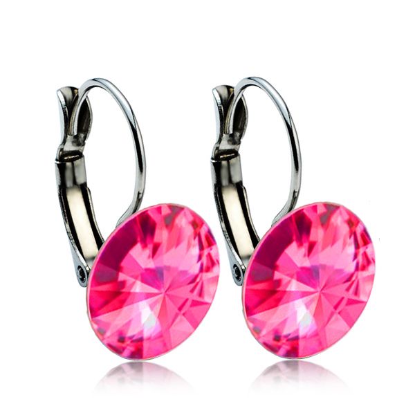 NUBIS Ocelové náušnice s krystaly Swarovski 12 mm, ROSE - NBS12-RO